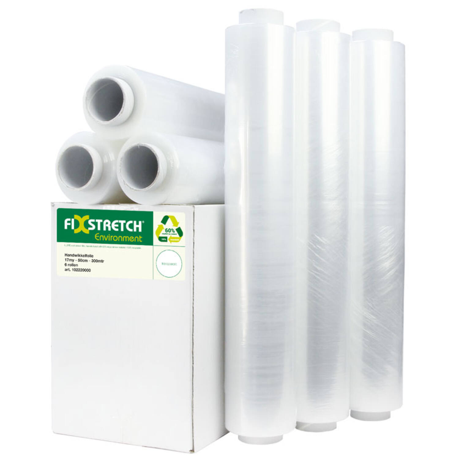 Handwikkelfolie 17my 50cm FixStretch Environment transparant