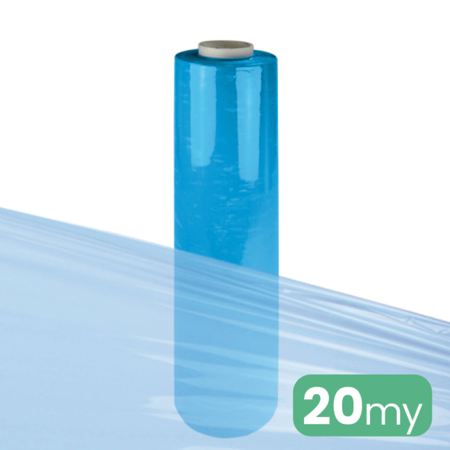 Handwikkelfolie 20my 50cm 300m blauw transparant