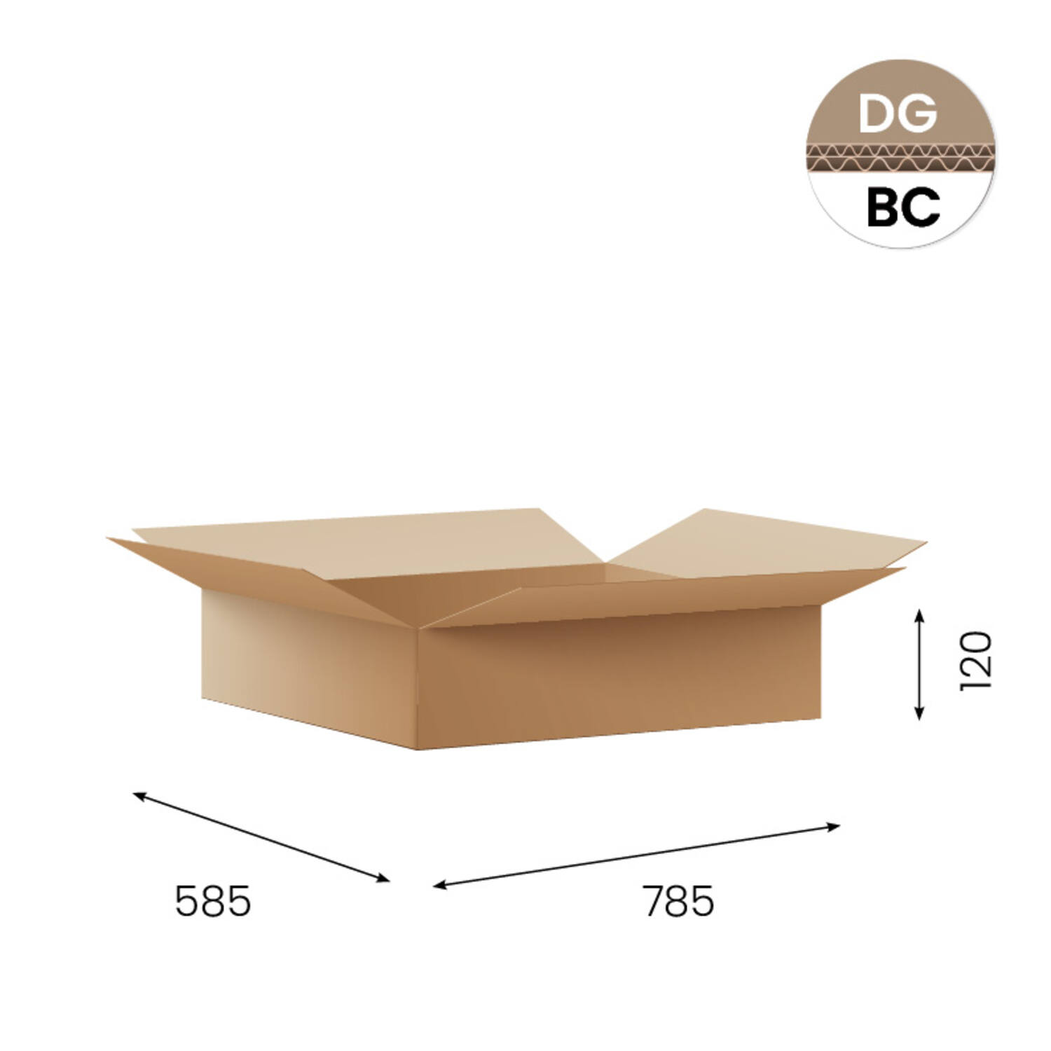 Amerikaanse vouwdozen FEFCO 0201 785x585x120mm FSC