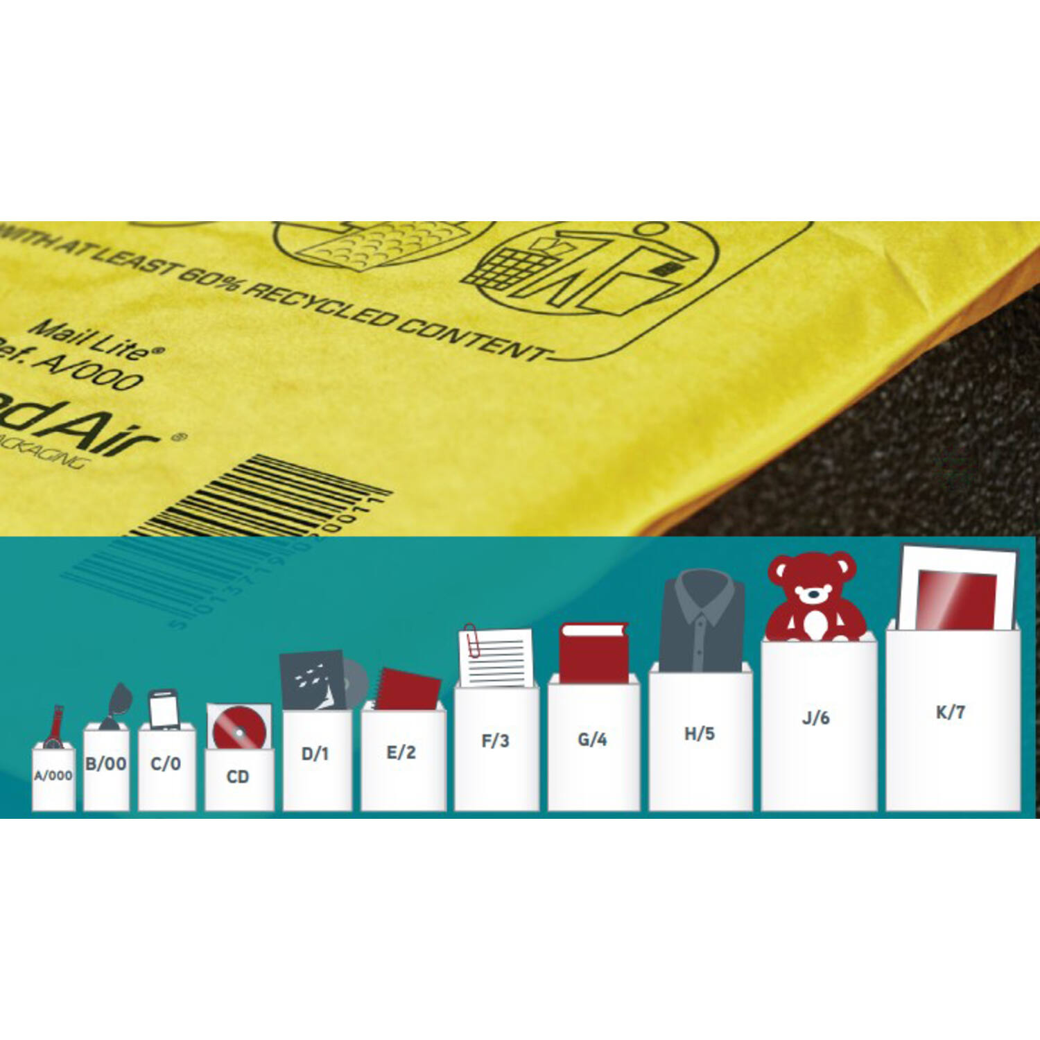 Luchtkussen envelop Mail Lite® Standard A/000 110x160mm wit