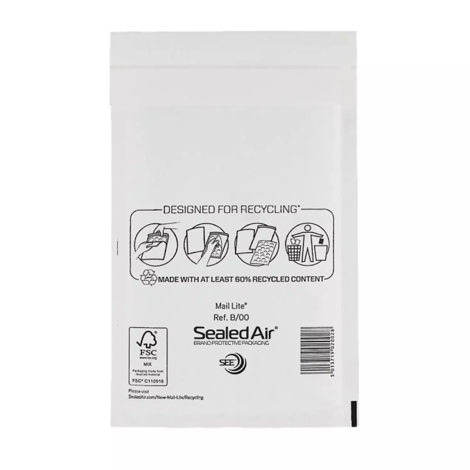 Luchtkussen envelop Mail Lite® Standard B/00 120x210mm wit