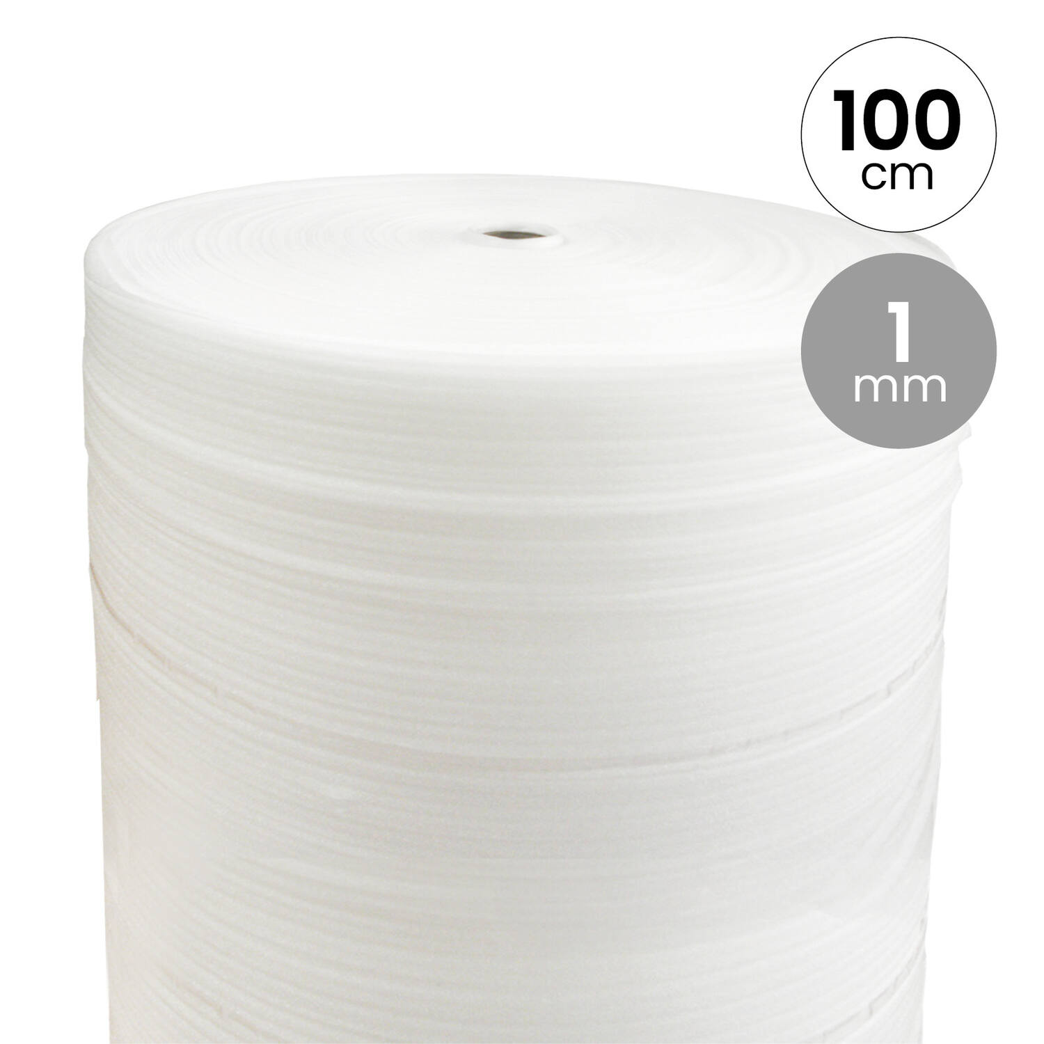 Schuimfolie PE op rol 100cm 1mm 500mtr wit