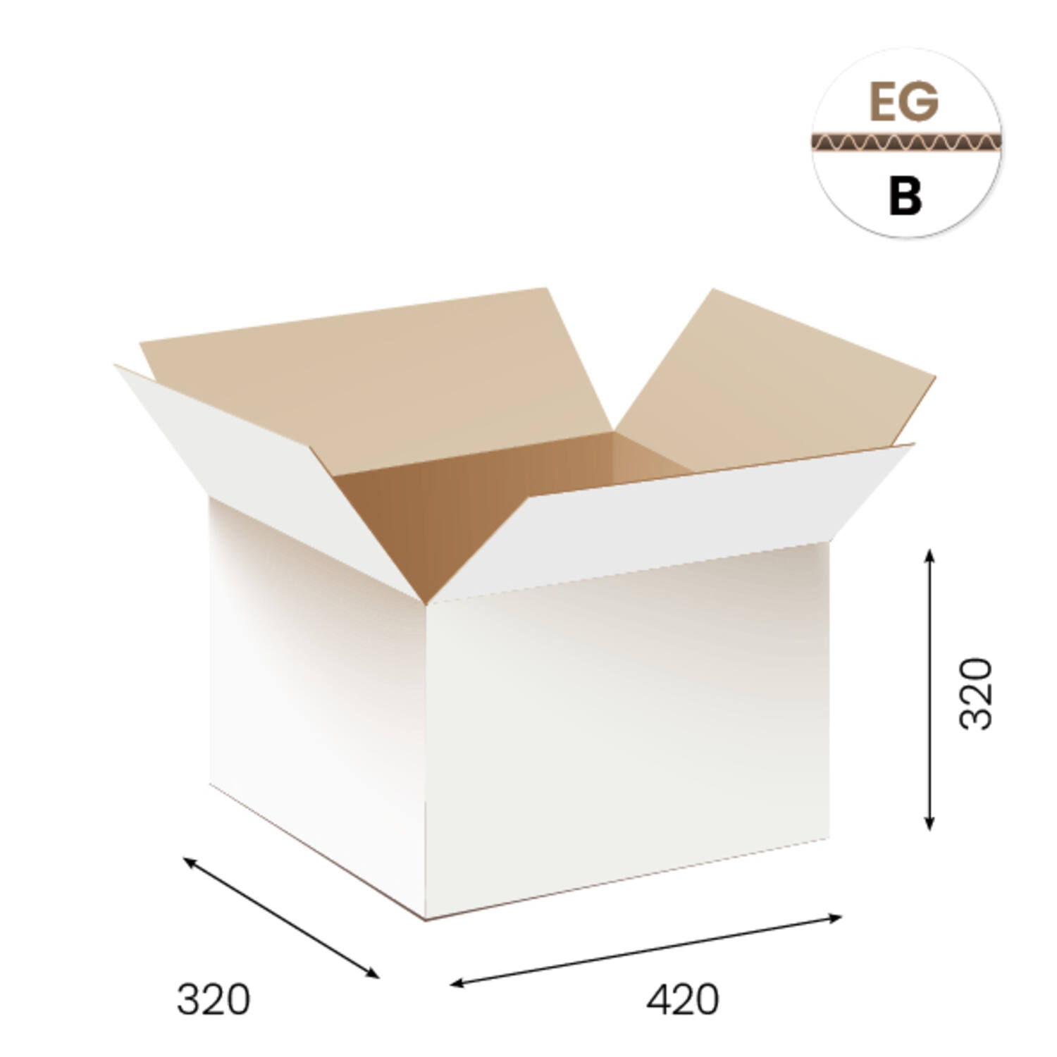 Vouwdoos 42 x 32 x 32cm wit, rillijn op 160mm (Doos G)