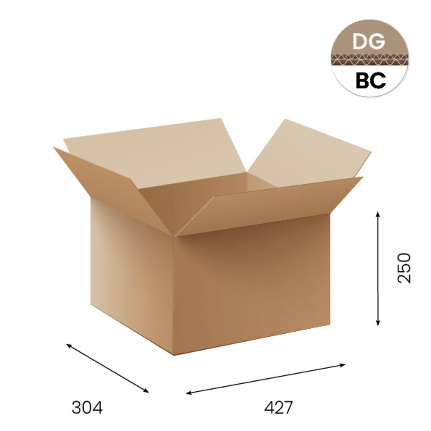 Amerikaanse vouwdozen FEFCO 0201 427x304x250mm BC-golf bruin FSC
