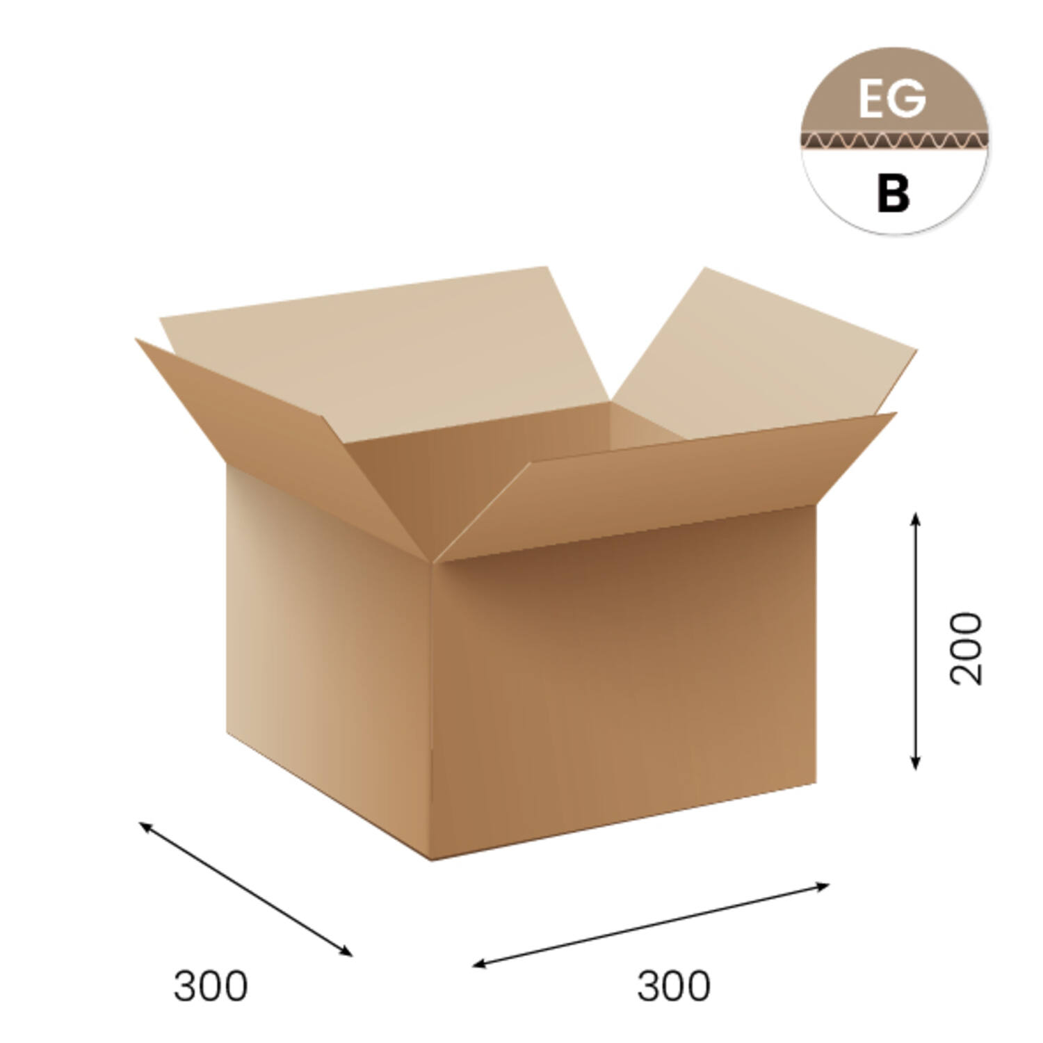 Amerikaanse vouwdozen FEFCO 0201 300x300x200mm B-golf bruin FSC