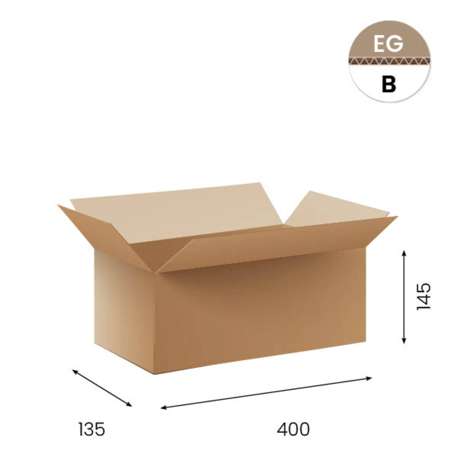 Amerikaanse vouwdozen FEFCO 0201 440x135x145 mm B-golf bruin FSC