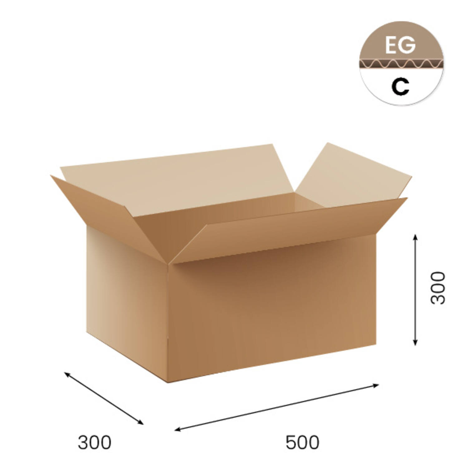 Amerikaanse vouwdozen FEFCO 0201 500x300x300mm C-golf bruin FSC