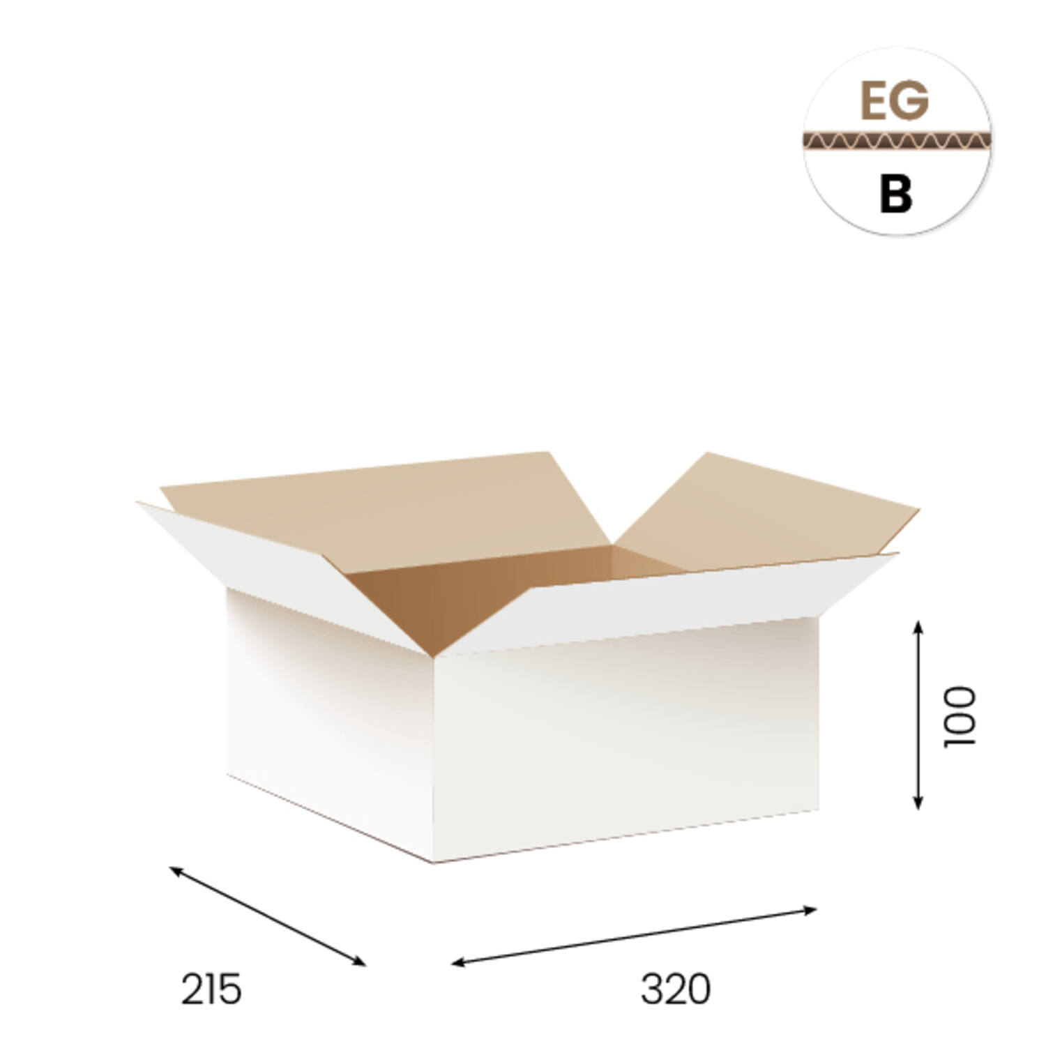 Amerikaanse vouwdozen FEFCO 0201 302x215x100 mm B-golf wit FSC