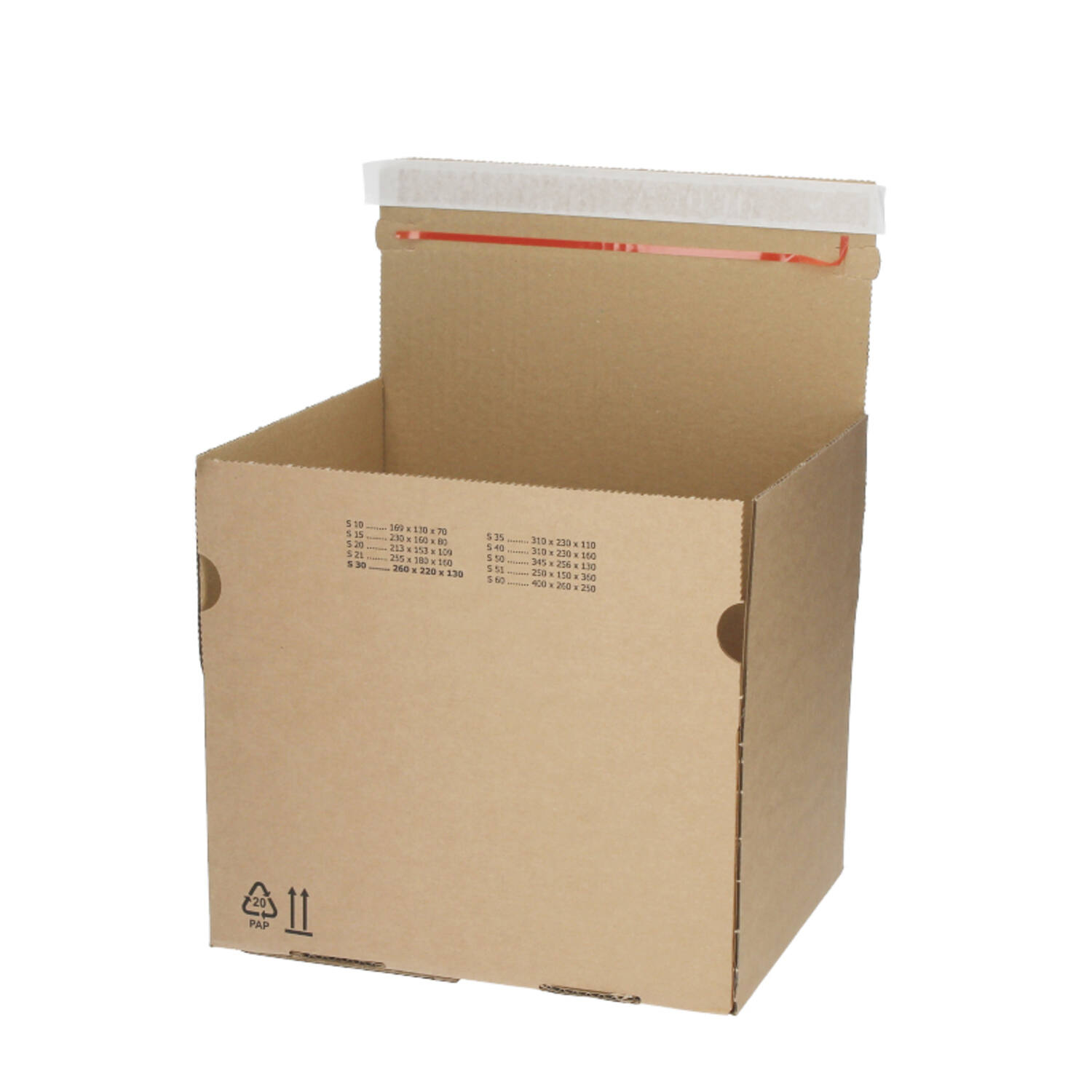 Verzendbox 30 260x220x130mm EG bruin autolock + plakstrip