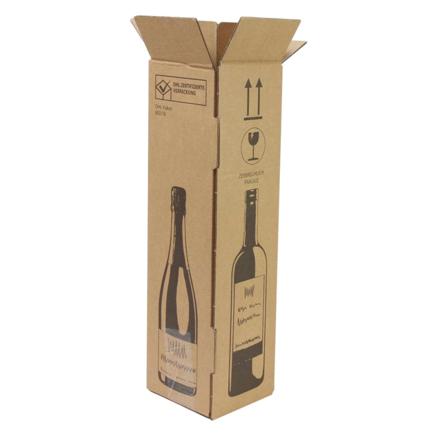 Wijnflessendoos 105x105x420mm Bruin DG Bruin (1 fles)