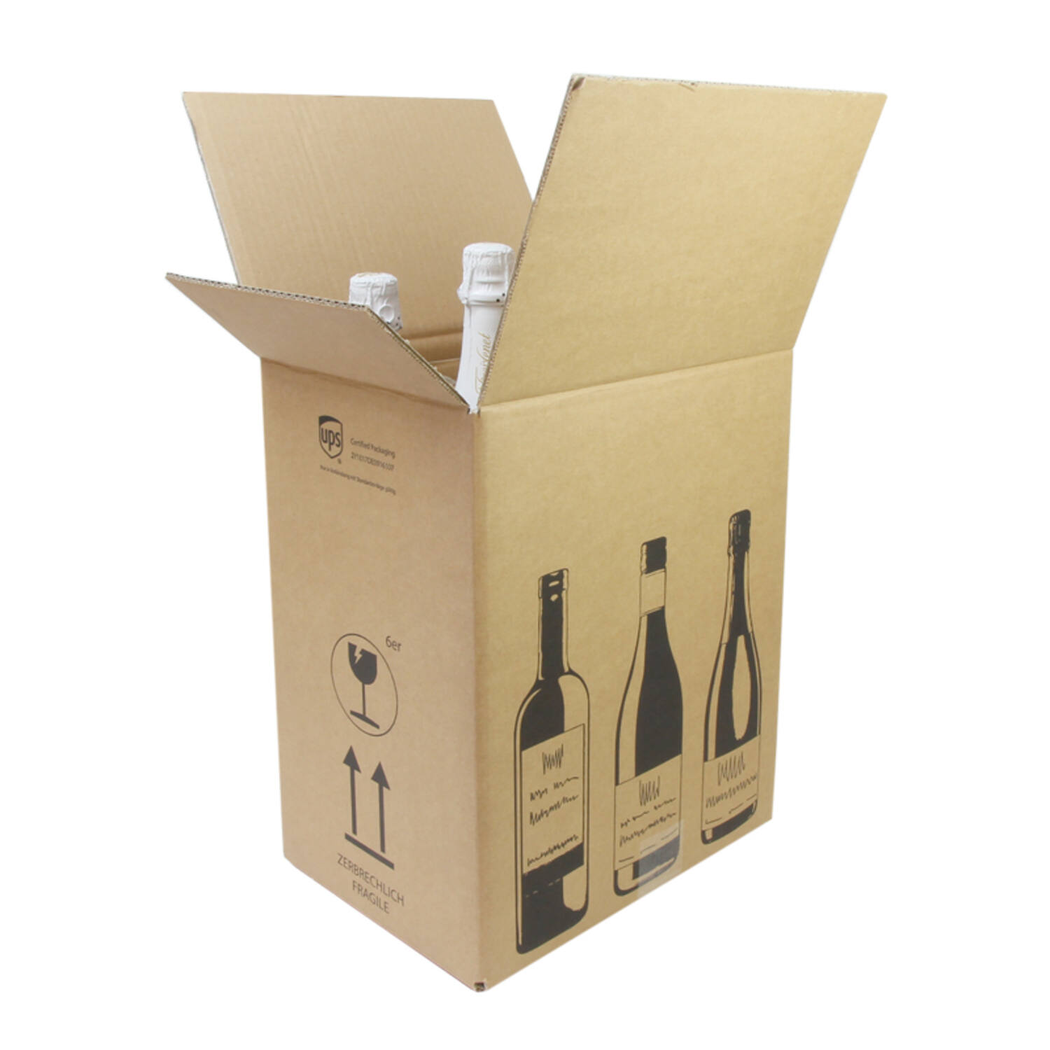 Wijnflessendoos 305x212x368mm DG bruin (6 flessen)