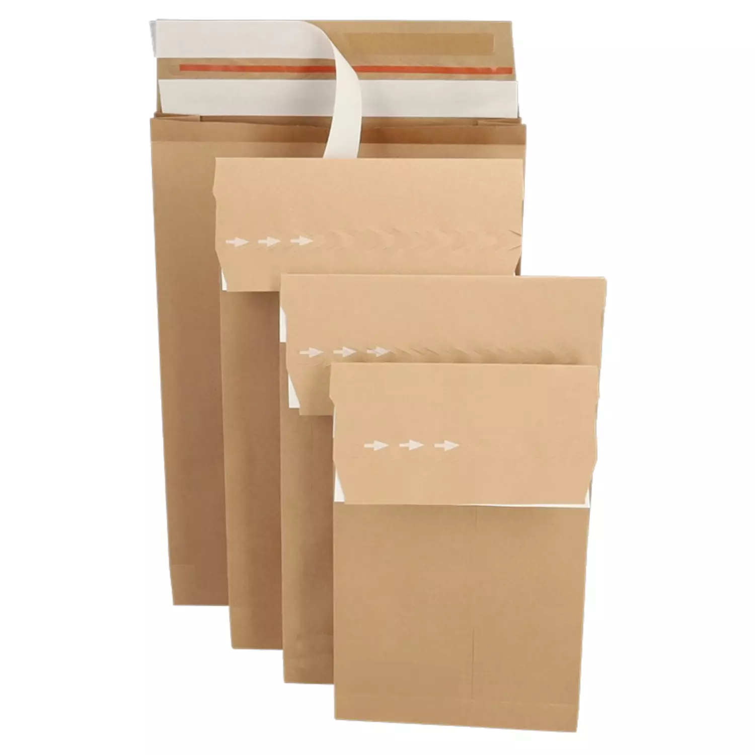 Verzendzakken kraft 200x300x50 mm met 2x strip + tearstrip FSC