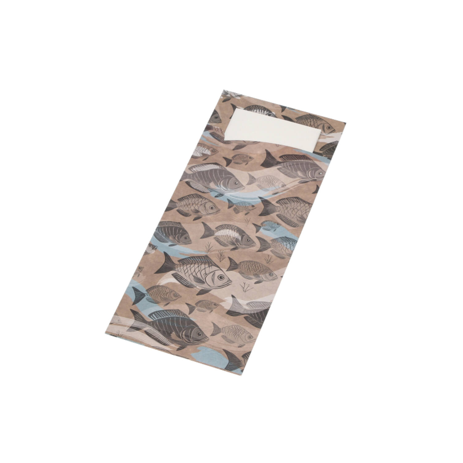 Bestekpochettes met wit servet 'Neutraal vis' 215x92 mm FSC