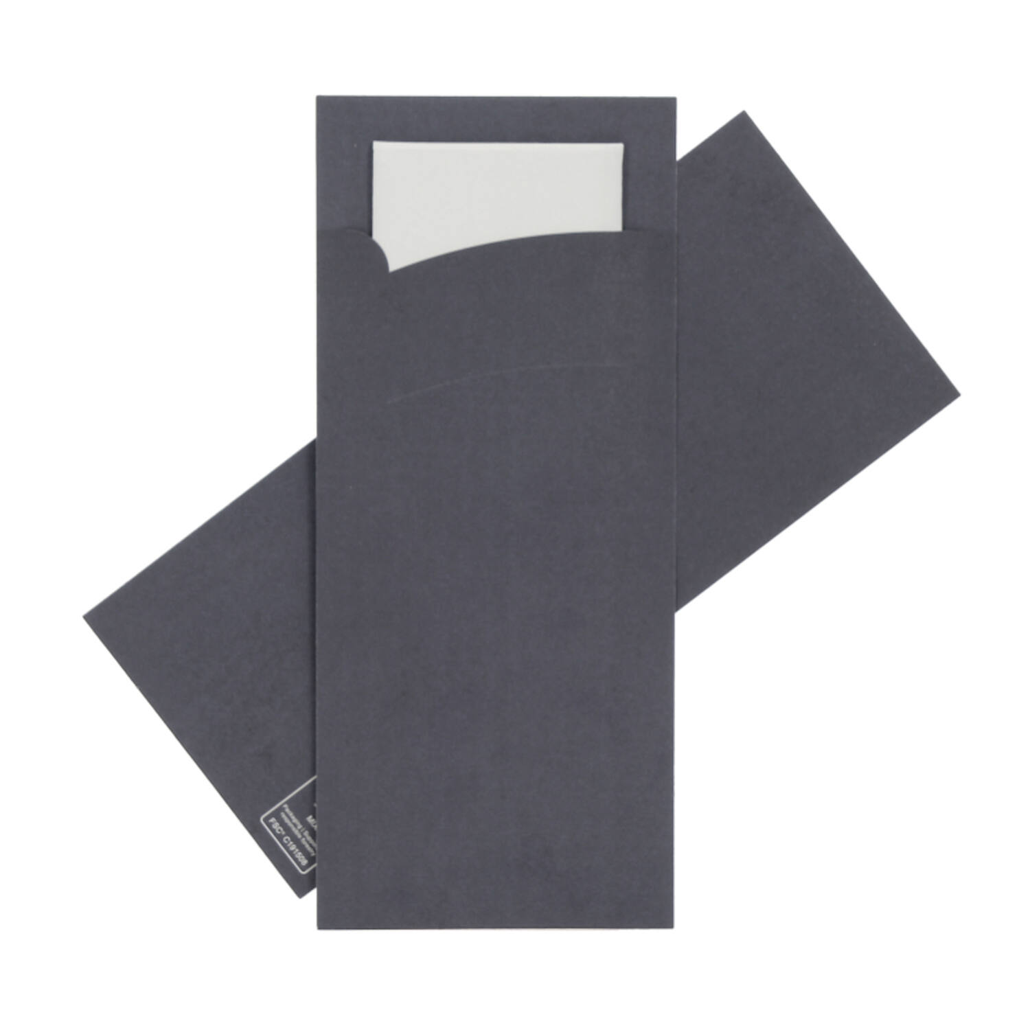 Bestekpochettes neutraal donkerblauw met wit servet 215x92 mm FSC