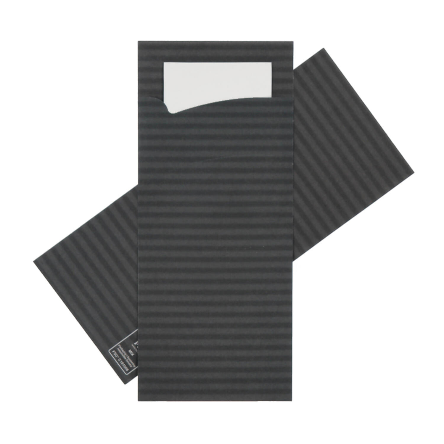Bestekpochettes neutraal antraciet gestreept met wit servet 215x92 mm FSC