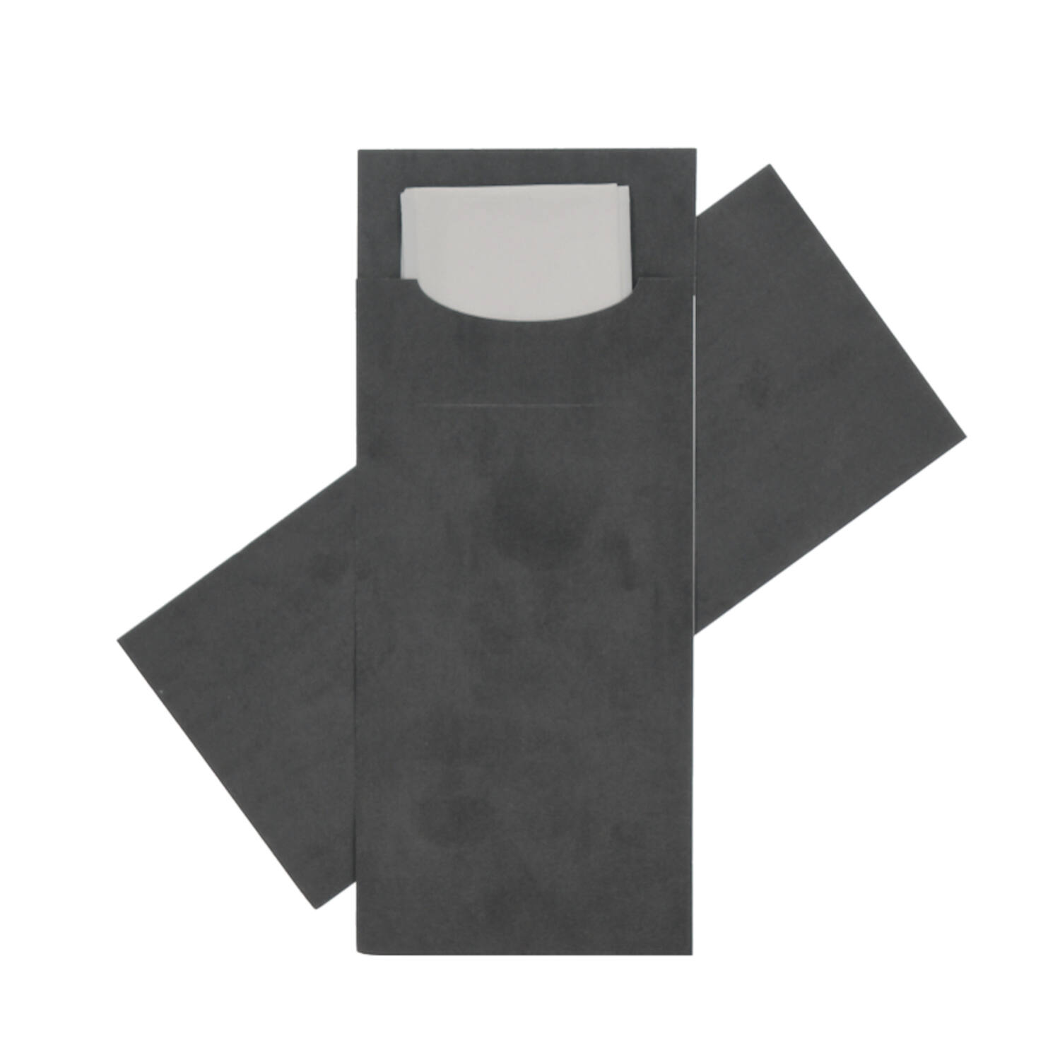 Bestekpochettes neutraal zwart met wit servet 215x92 mm FSC