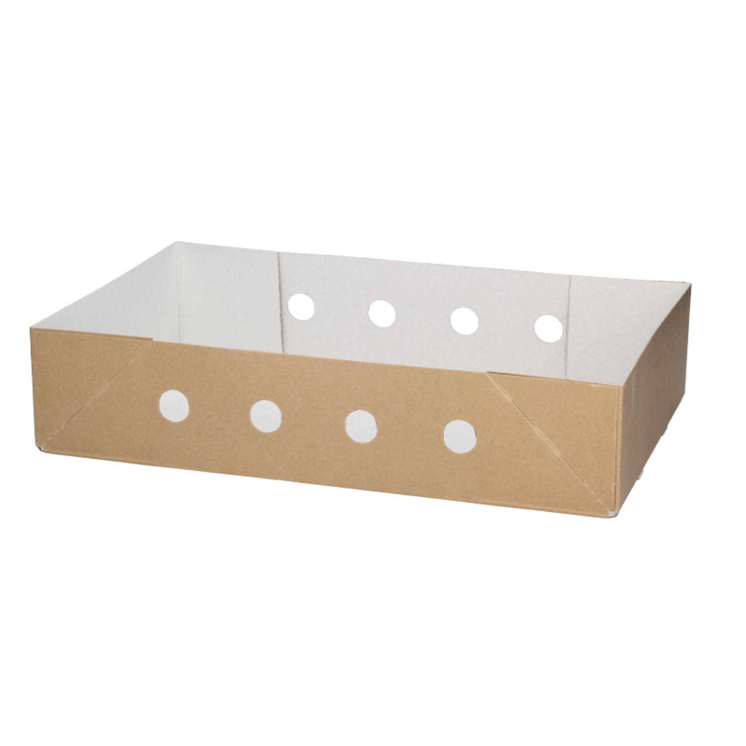 Paraatdozen bodem met vriesgaten kraft wit/bruin buiten 700 gram 460 x 290 x 100mm
