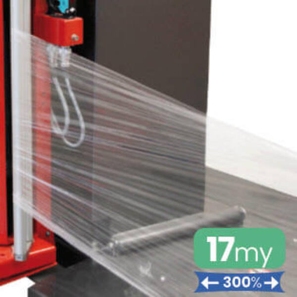 Machinefolie 17my 50cm x 2.000m Transparant rek 300%