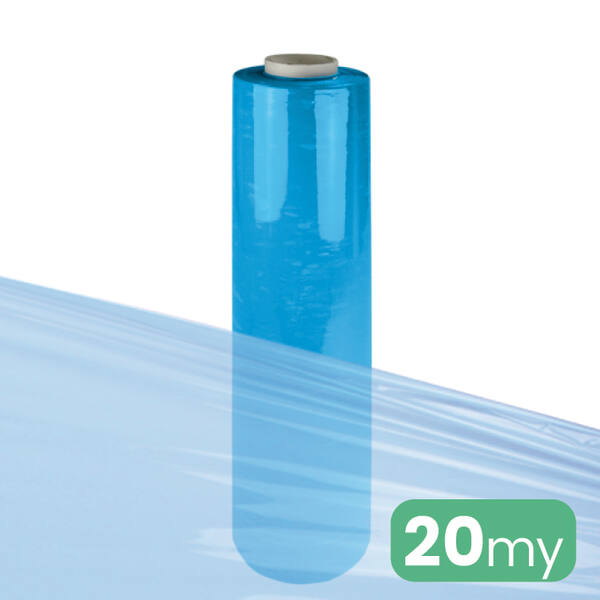 Handwikkelfolie 20my 50cm 300m blauw transparant