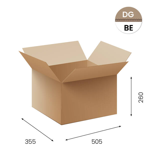 Amerikaanse vouwdozen FEFCO 0201 505x355x260 mm BE-golf bruin FSC