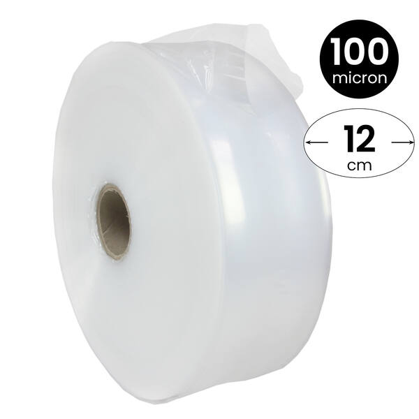 Buisfolie 100my 12cm Transparant rol á ca. 10kg