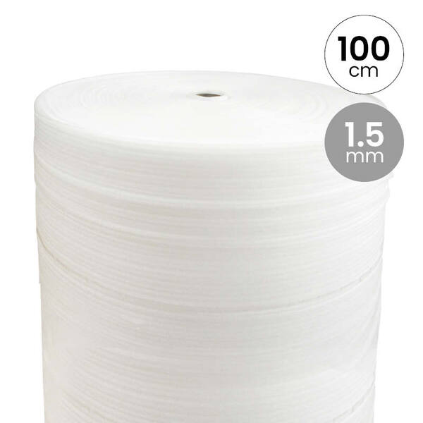 Schuimfolie PE op rol 100 cm x 1,5 mm x 350 meter wit