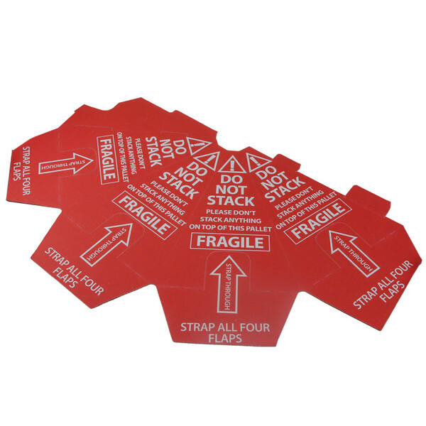Anti-stapelhoedje tbv pallets rood met witte opdruk dubbelgolf 25 cm hoog