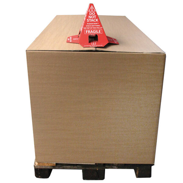 Anti-stapelhoedje tbv pallets rood met witte opdruk dubbelgolf 25 cm hoog
