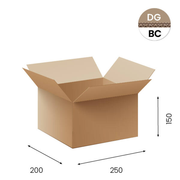 Amerikaanse vouwdozen FEFCO 0201 250x200x150mm BC-golf bruin FSC