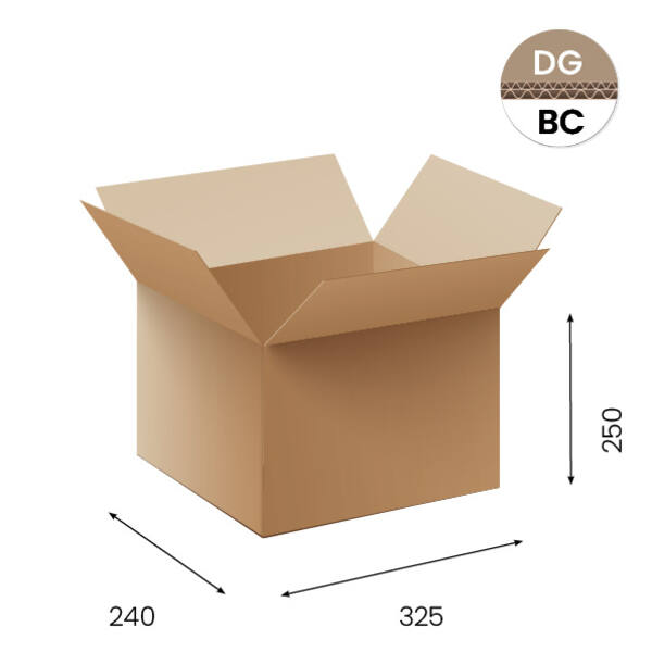 Amerikaanse vouwdozen FEFCO 0201 325x240x250mm BC-golf bruin FSC