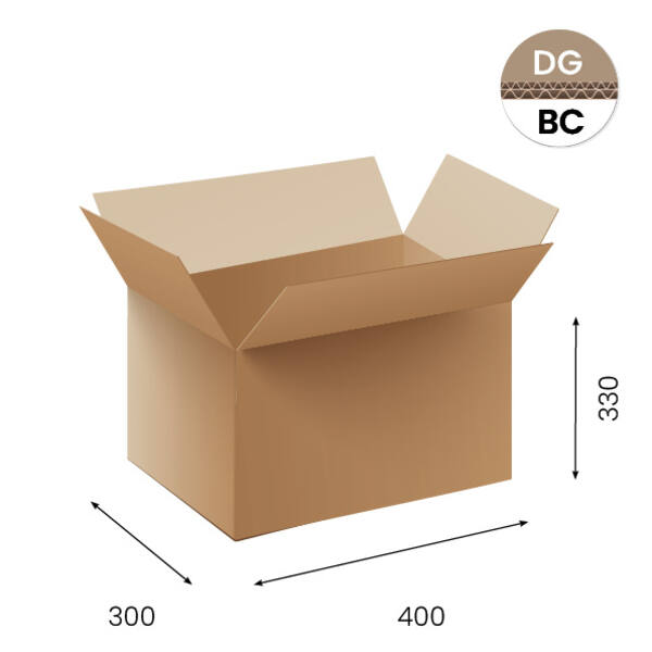 Amerikaanse vouwdozen FEFCO 0201 400x300x330mm BC-golf bruin FSC