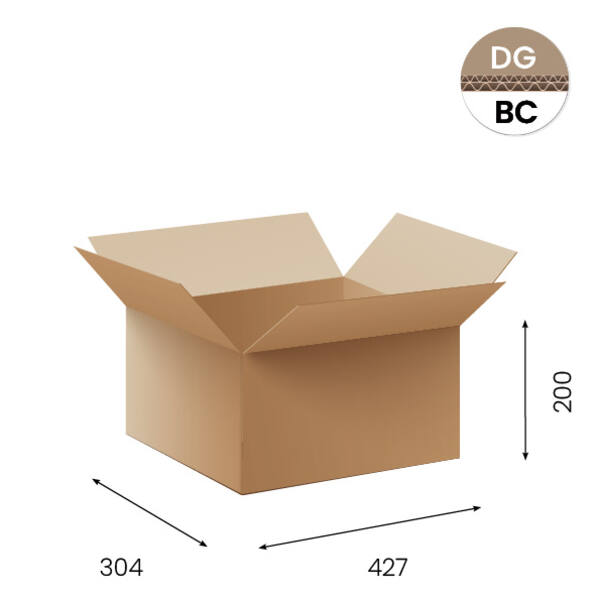 Amerikaanse vouwdozen FEFCO 0201 427x304x200mm BC-golf bruin FSC