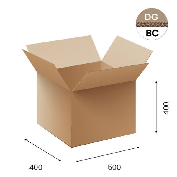 Amerikaanse vouwdozen FEFCO 0201 500x400x400mm BC-golf bruin FSC