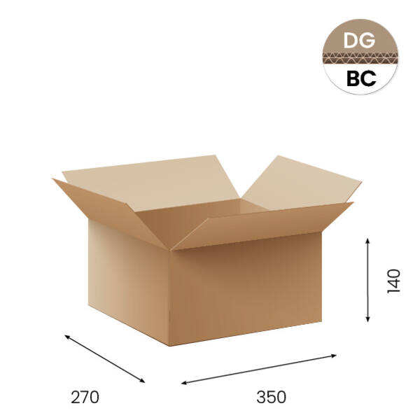 Amerikaanse vouwdozen FEFCO 0201 370x370x130 mm BC-golf bruin FSC