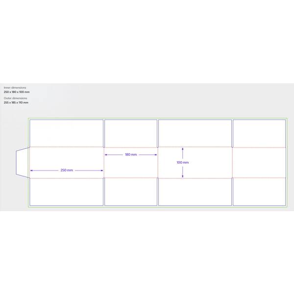 Amerikaanse vouwdozen FEFCO 0201 250x180x100mm B-golf wit FSC