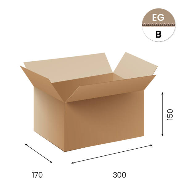 Amerikaanse vouwdozen FEFCO 0201 300x170x150mm B-golf bruin FSC