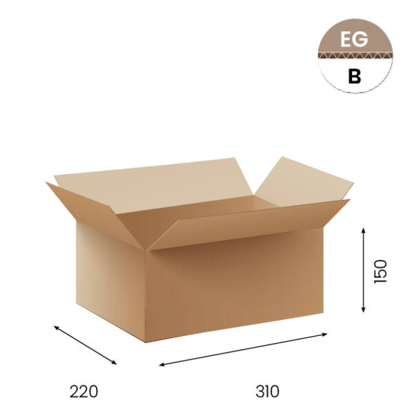 Amerikaanse vouwdozen FEFCO 0201 310x220x150mm B-golf bruin FSC