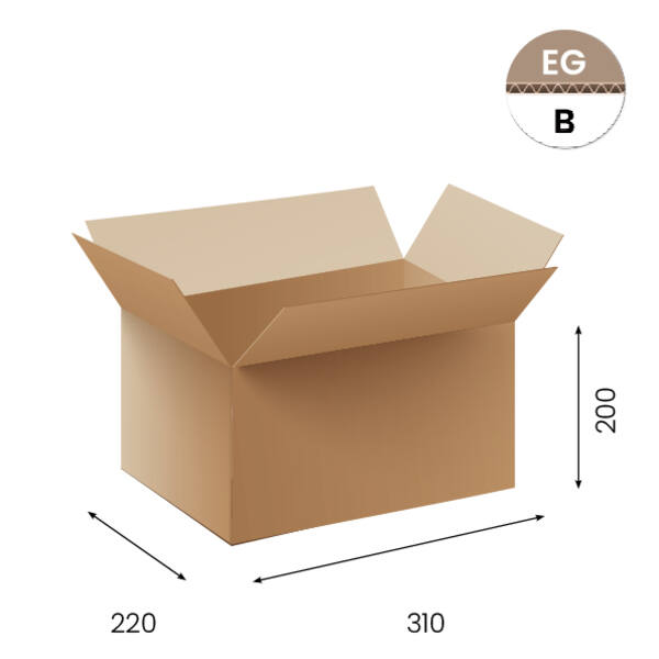 Amerikaanse vouwdozen FEFCO 0201 310x220x200mm B-golf bruin FSC