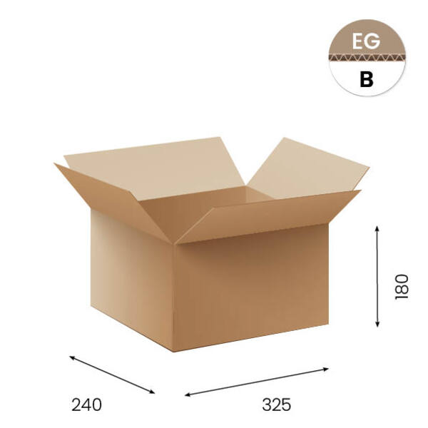 Amerikaanse vouwdozen FEFCO 0201 325x240x180mm B-golf bruin FSC