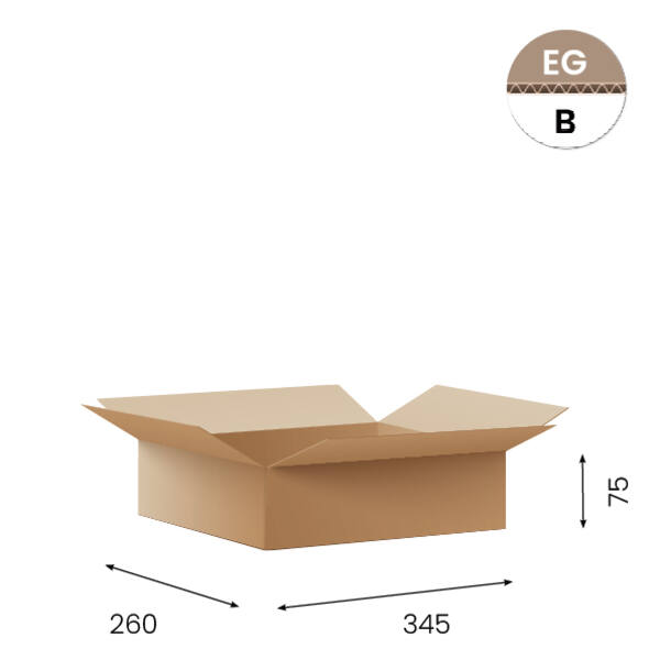 Amerikaanse vouwdozen FEFCO 0201 345x260x075mm B-golf bruin FSC