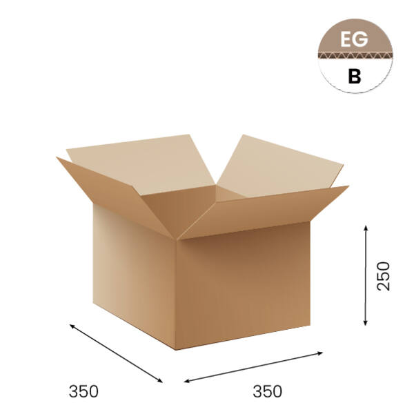 Amerikaanse vouwdozen FEFCO 0201 350x350x250mm B-golf bruin FSC