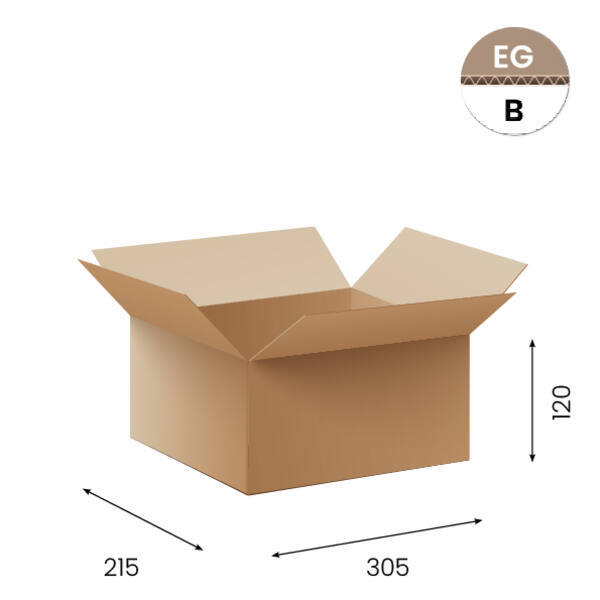 Amerikaanse vouwdozen FEFCO 0201 305x215x120mm B-golf bruin FSC