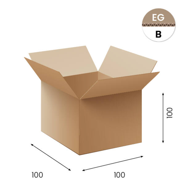 Amerikaanse vouwdozen FEFCO 0201 100x100x100mm B-golf bruin FSC