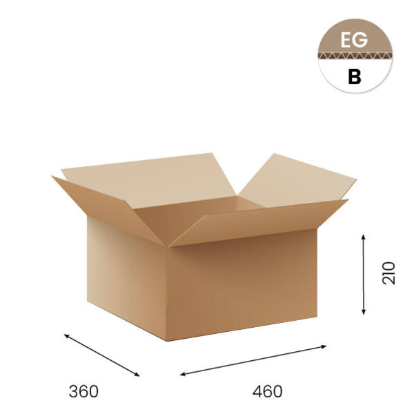 Amerikaanse vouwdozen FEFCO 0201 460x360x210mm B-golf bruin FSC
