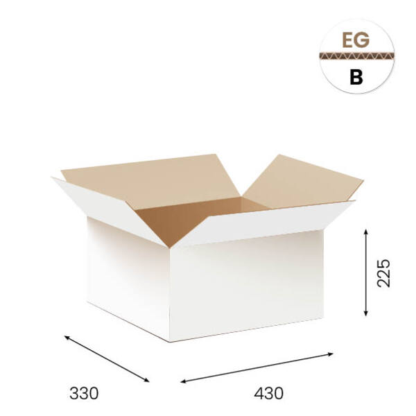 Amerikaanse vouwdozen FEFCO 0201 430x330x225 mm B-golf wit FSC