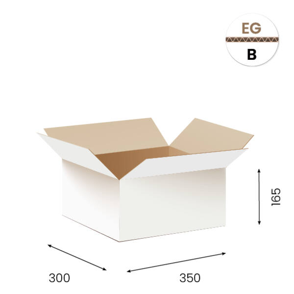 Amerikaanse vouwdozen FEFCO 0201 350x300x165 mm B-golf wit FSC