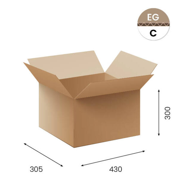 Amerikaanse vouwdozen FEFCO 0201 430x305x300mm C-golf bruin FSC