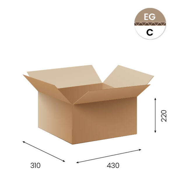 Amerikaanse vouwdozen FEFCO 0201 430x310x220mm C-golf bruin FSC