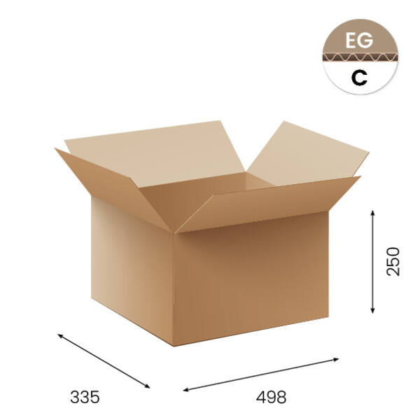 Amerikaanse vouwdozen FEFCO 0201 498x335x250mm C-golf bruin FSC
