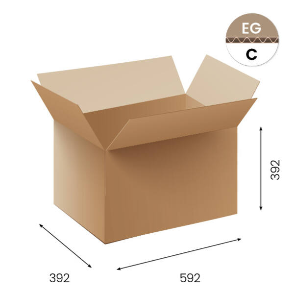 Amerikaanse vouwdozen FEFCO 0201 592x392x392mm C-golf bruin FSC